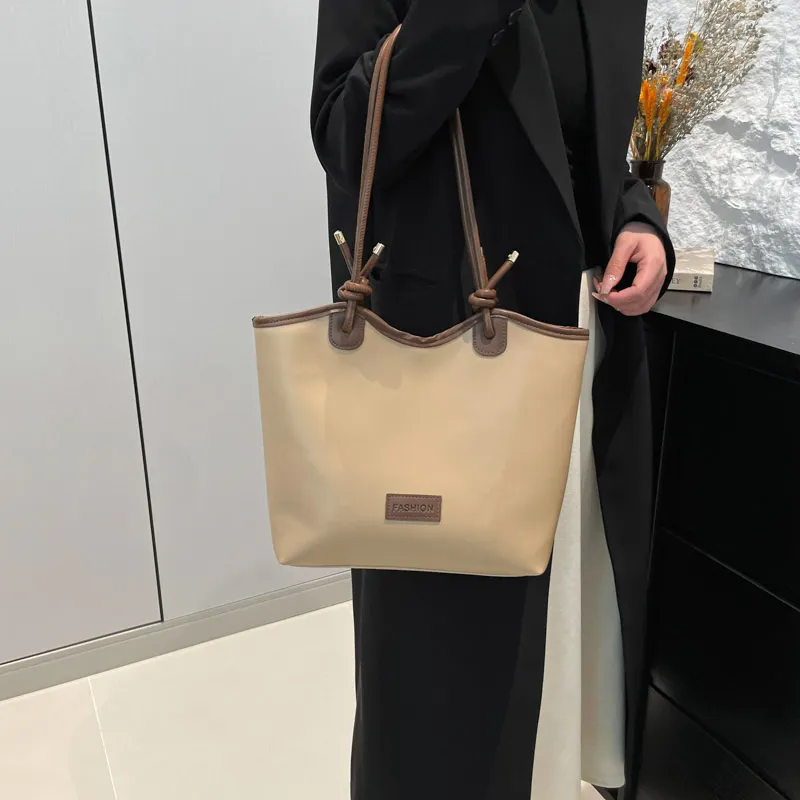 ROUNDOT PU Tote Bag Shoulder Bag Regular Women's White/Black/Khaki/Brown-15