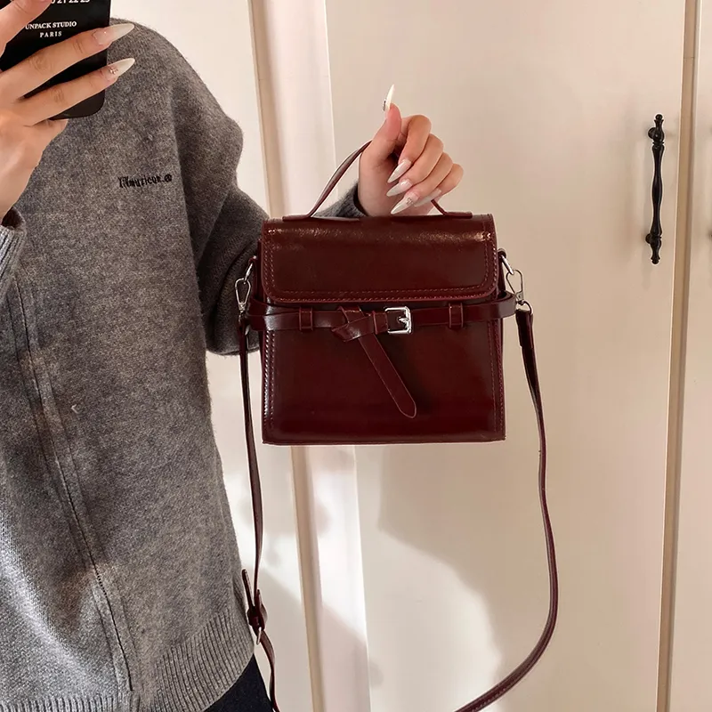 ROUNDOT PU Crossbody Bag Women's Black/Red/Coffee/Brown-10