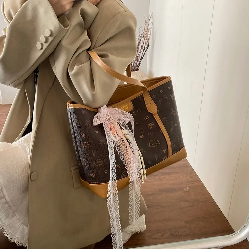 ROUNDOT PU Shoulder Bag Regular Women's Ecru/Pink/Coffee-20
