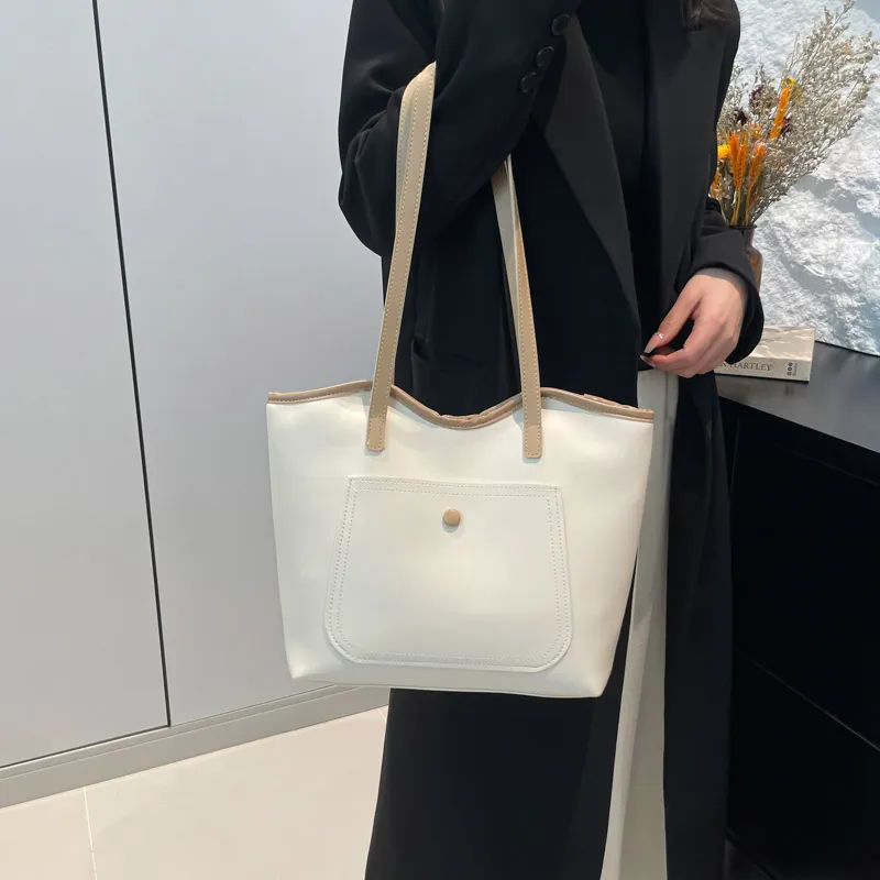 ROUNDOT PU Shoulder Bag Tote Regular Women's White/Black/Khaki/Brown-1