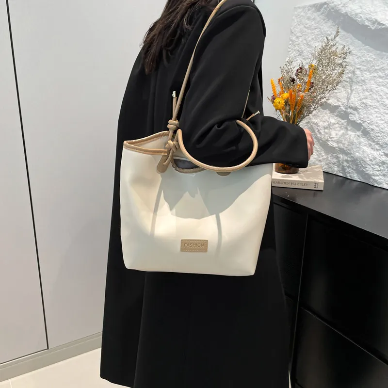 ROUNDOT PU Tote Bag Shoulder Bag Regular Women's White/Black/Khaki/Brown-6