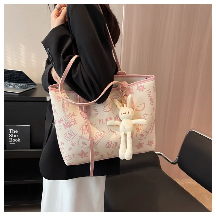 ROUNDOT PU Tote Bag Shopping Bag Crossbody Bag Shoulder Bag Women's Black/Blue/Pink/Brown-18