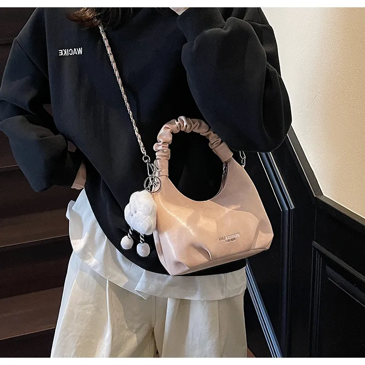 ROUNDOT PU Crossbody One Shoulder Handbags Regular Women's White/Ecru/Black/Pink-27