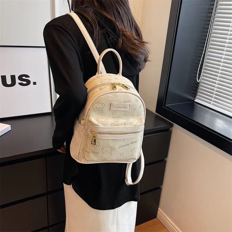 ROUNDOT PU Backpacks Backpack Regular Women's Ecru/Black/Blue/Pink/Brown-5