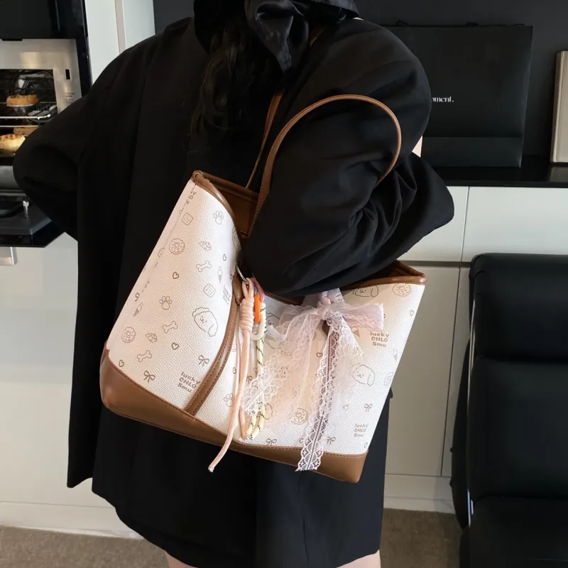 ROUNDOT PU Shoulder Bag Regular Women's Ecru/Pink/Coffee-4