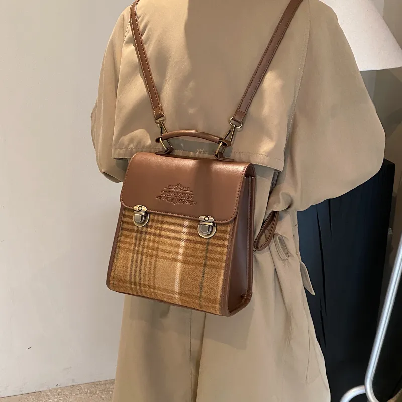 ROUNDOT PU Handbag Shoulder Bag Backpack Regular Women's Khaki/Coffee/Brown-4