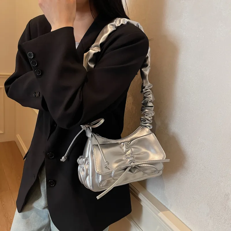 ROUNDOT PU Shoulder Bag Crossbody Bag Women's White/Silver/Black/Red-25