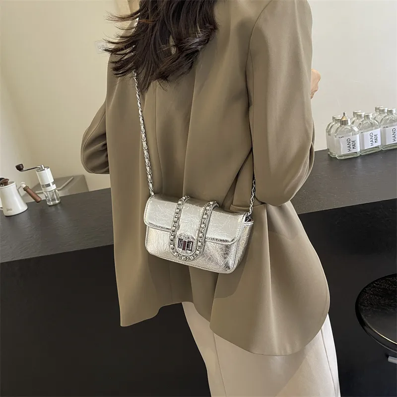 ROUNDOT PU Crossbody Bag Regular Women's Silver/Black/Gold-2
