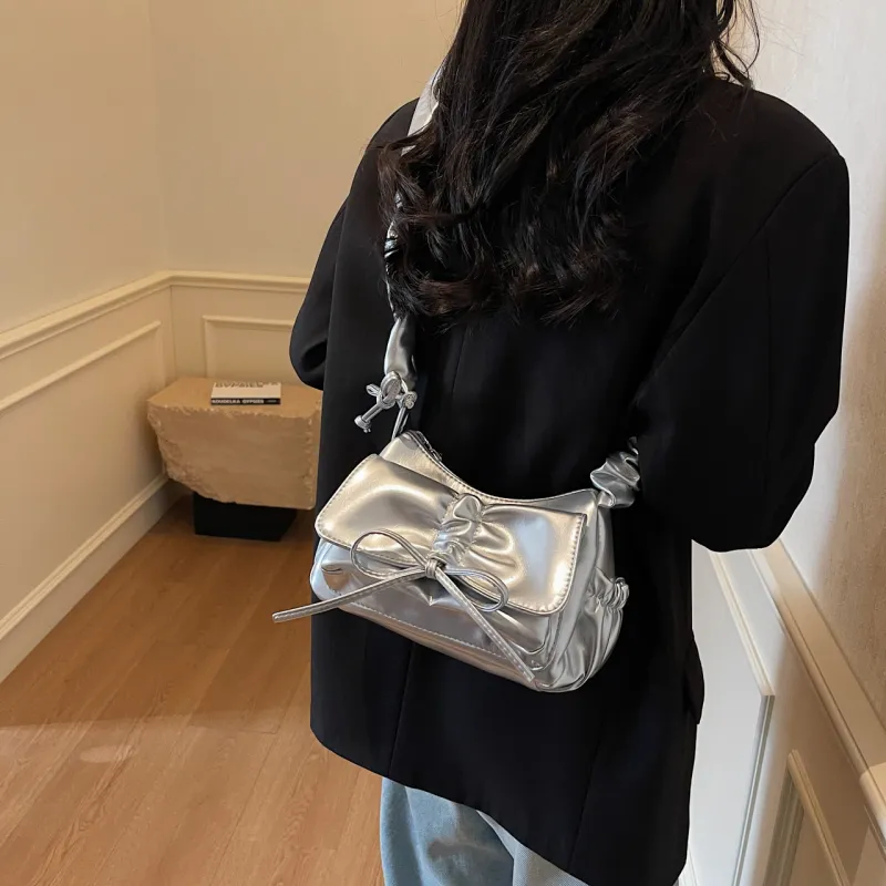 ROUNDOT PU Shoulder Bag Crossbody Bag Women's White/Silver/Black/Red-22