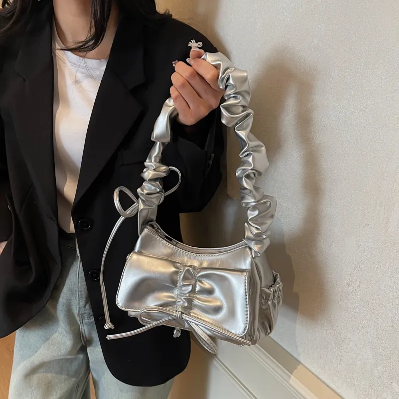 ROUNDOT PU Shoulder Bag Crossbody Bag Women's White/Silver/Black/Red-27