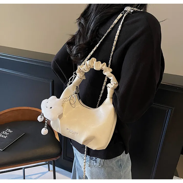 ROUNDOT PU Crossbody One Shoulder Handbags Regular Women's White/Ecru/Black/Pink-13