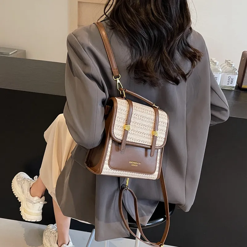 ROUNDOT PU Backpack Women's Ecru/Black/Brown-18