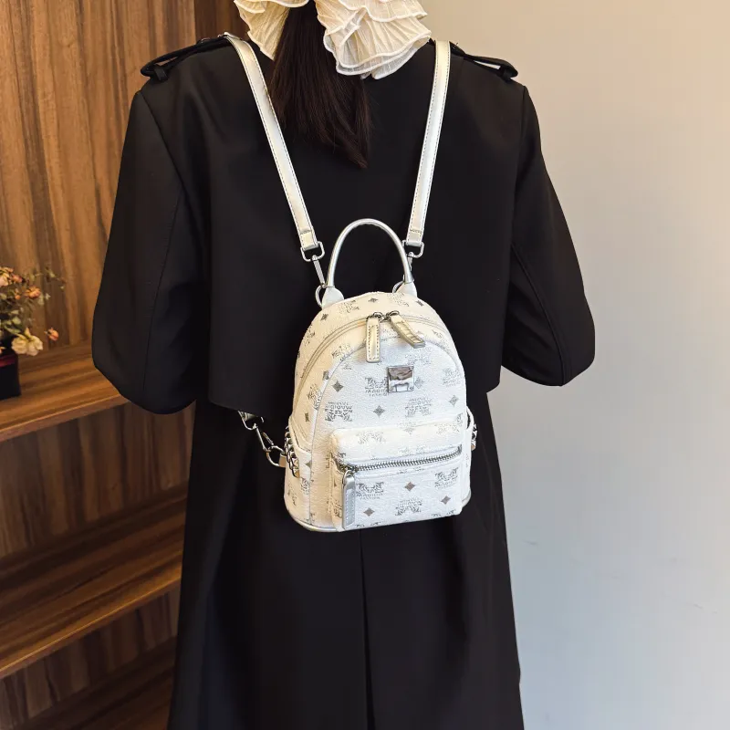 ROUNDOT PU Backpack Women's White/Coffee/Black-9