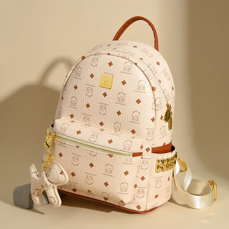 ROUNDOT Durable Fabric Backpacks Backpack Women's Ecru/Black/Yellow/Pink-5