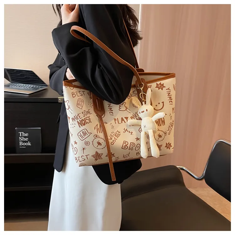ROUNDOT PU Tote Bag Shopping Bag Crossbody Bag Shoulder Bag Women's Black/Blue/Pink/Brown-25
