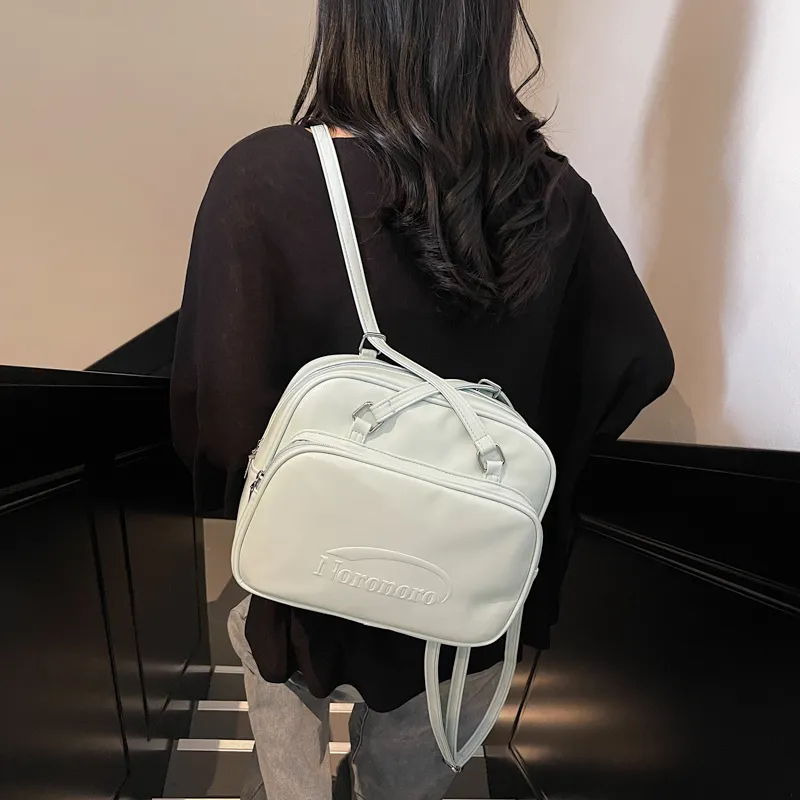 ROUNDOT PU Shoulder Bag Backpack Women's White/Black/Blue/Pink-4