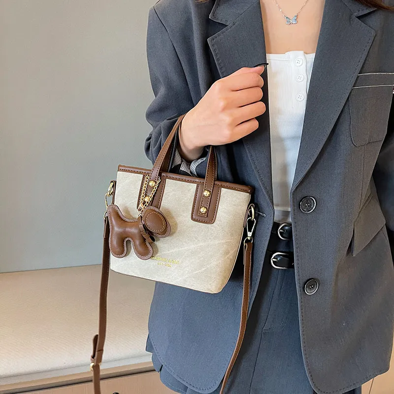 ROUNDOT Tote Bag Shopping Bag Handbag PU Women's Blue/Gray Brown/Black/Gray Black/Pink-24
