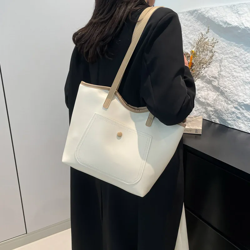 ROUNDOT PU Shoulder Bag Tote Regular Women's White/Black/Khaki/Brown-3