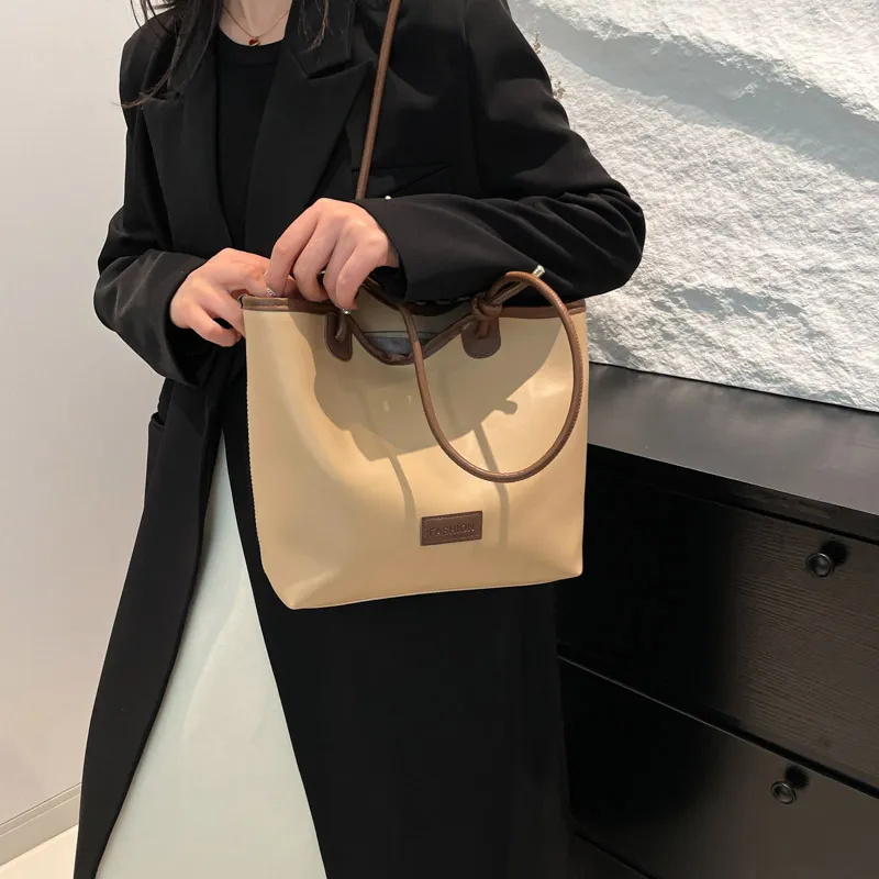 ROUNDOT PU Tote Bag Shoulder Bag Regular Women's White/Black/Khaki/Brown-19