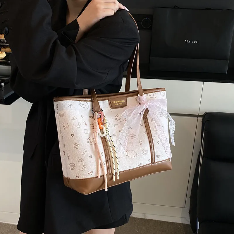 ROUNDOT PU Shoulder Bag Regular Women's Ecru/Pink/Coffee-5