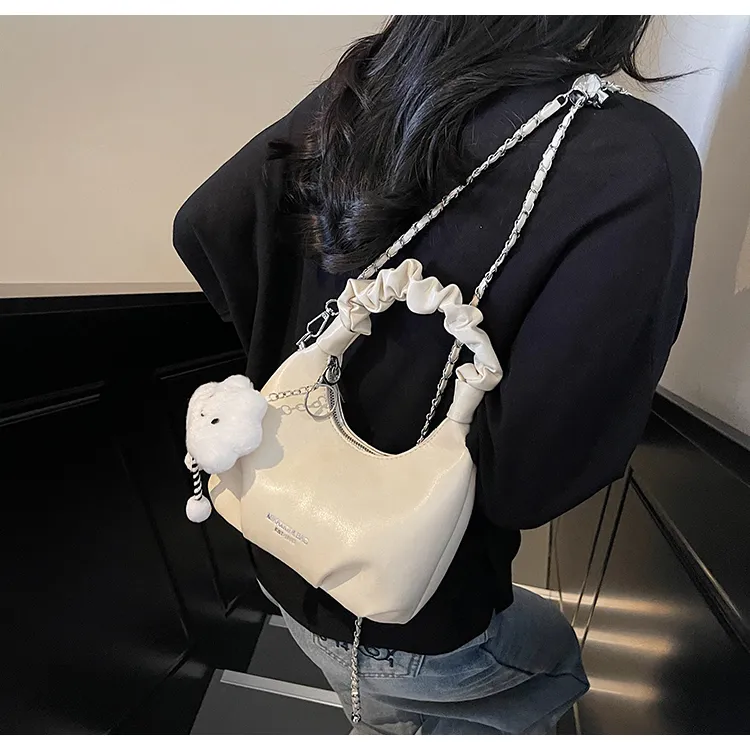 ROUNDOT PU Crossbody One Shoulder Handbags Regular Women's White/Ecru/Black/Pink-11