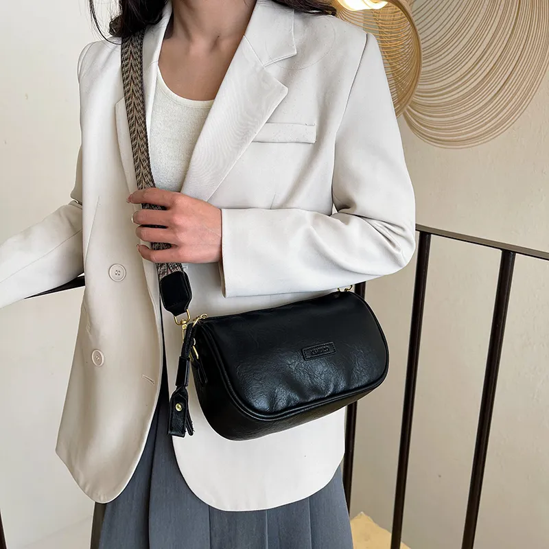 ROUNDOT PU Crossbody Bag Women's Black/Khaki/Coffee-2