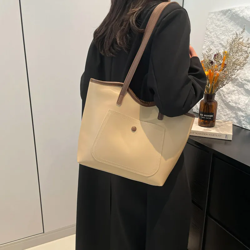 ROUNDOT PU Shoulder Bag Tote Regular Women's White/Black/Khaki/Brown-17