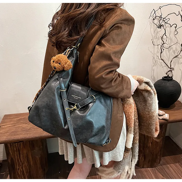 ROUNDOT PU Shoulder Bag Regular Women's Coffee/Brown/Black-17