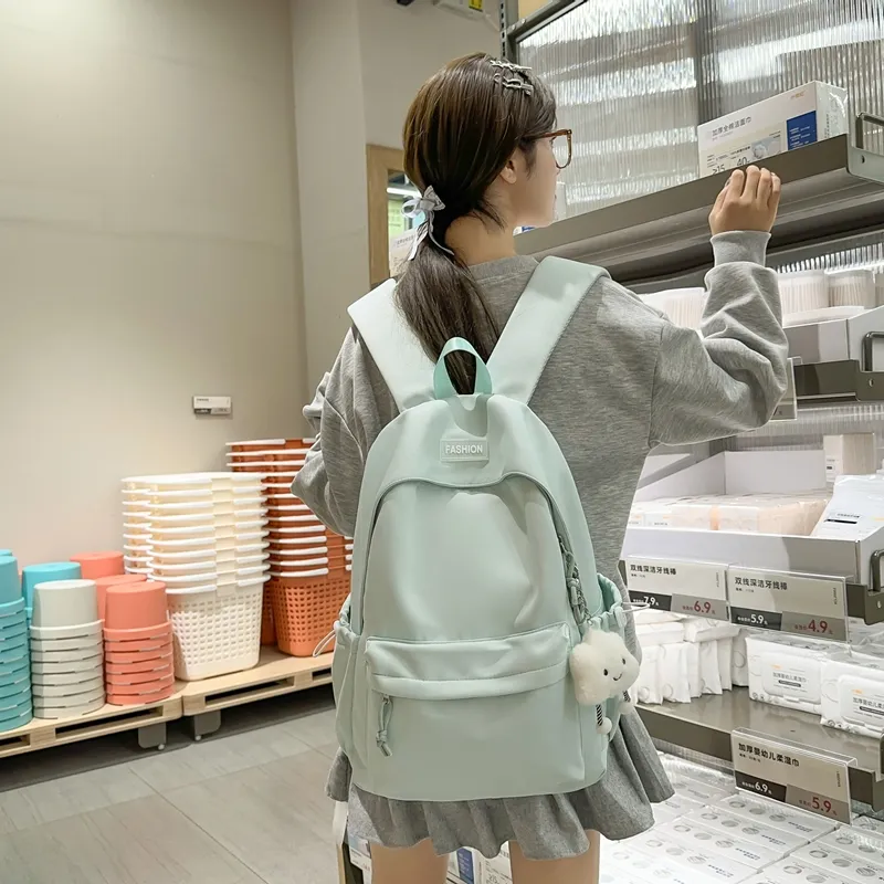 ROUNDOT Nylon Backpack Unisex Mint Green/Black/Lotus Color/Lemon/Lake Blue-3