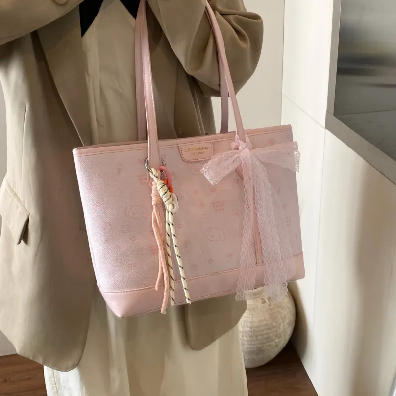ROUNDOT PU Shoulder Bag Regular Women's Ecru/Pink/Coffee-9