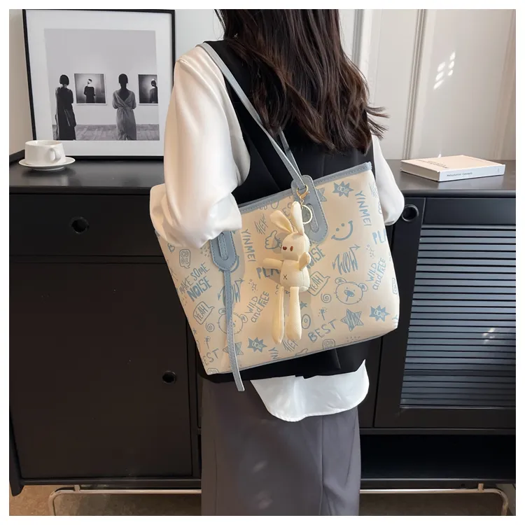 ROUNDOT PU Tote Bag Shopping Bag Crossbody Bag Shoulder Bag Women's Black/Blue/Pink/Brown-10