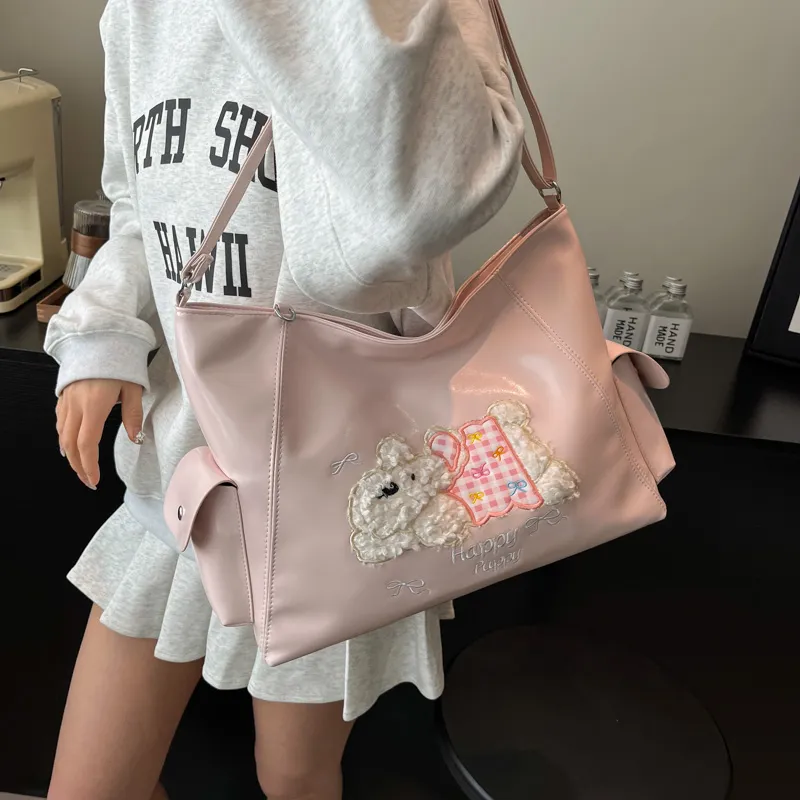 ROUNDOT PU Crossbody Bag Tote Regular Women's White/Black/Blue/Pink-27