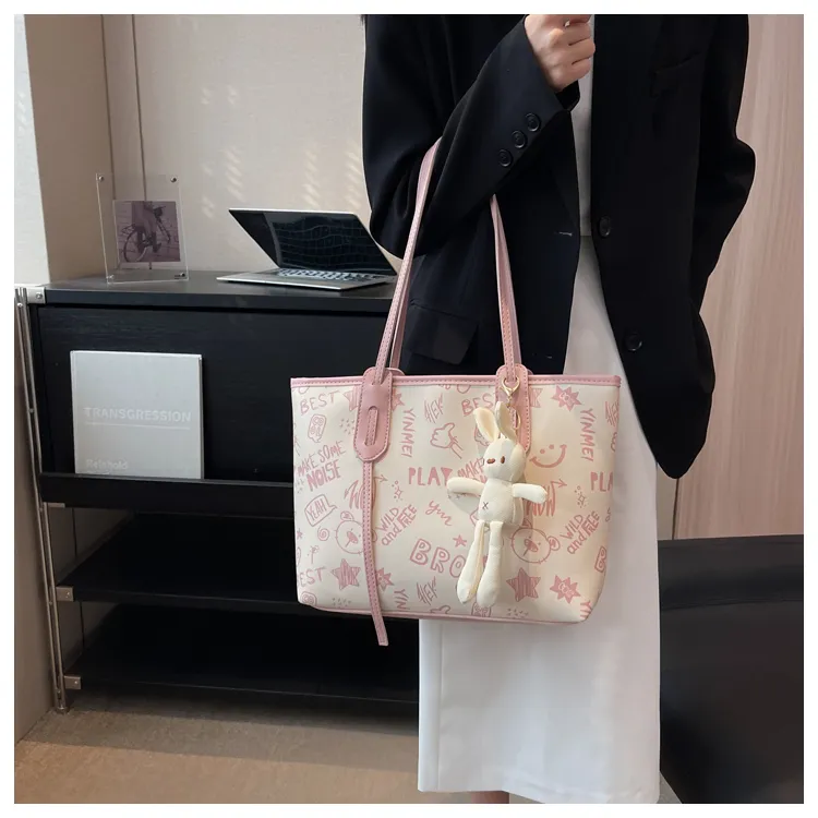 ROUNDOT PU Tote Bag Shopping Bag Crossbody Bag Shoulder Bag Women's Black/Blue/Pink/Brown-16