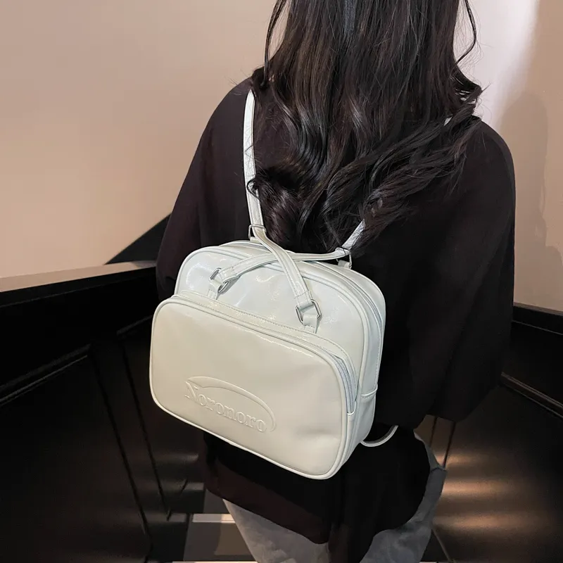 ROUNDOT PU Shoulder Bag Backpack Women's White/Black/Blue/Pink-6