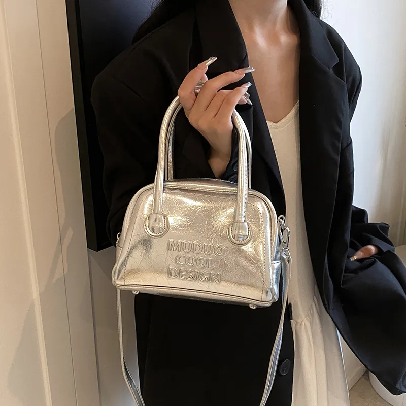 ROUNDOT PU Handbag Women's Silver/Black-1
