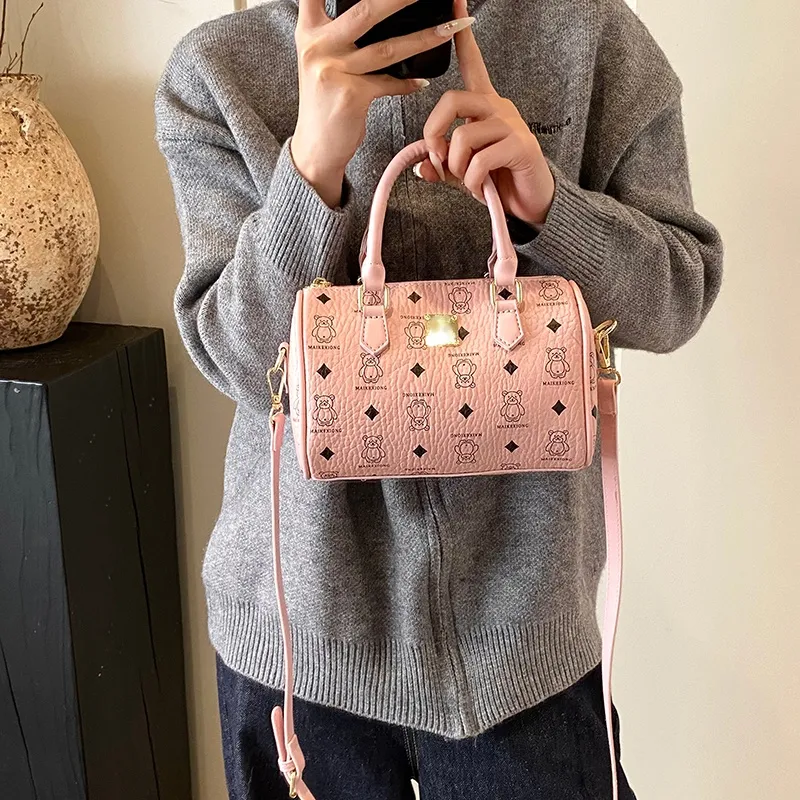 ROUNDOT PU Crossbody Handbags Women's Black/Yellow/Beige/Pink-18