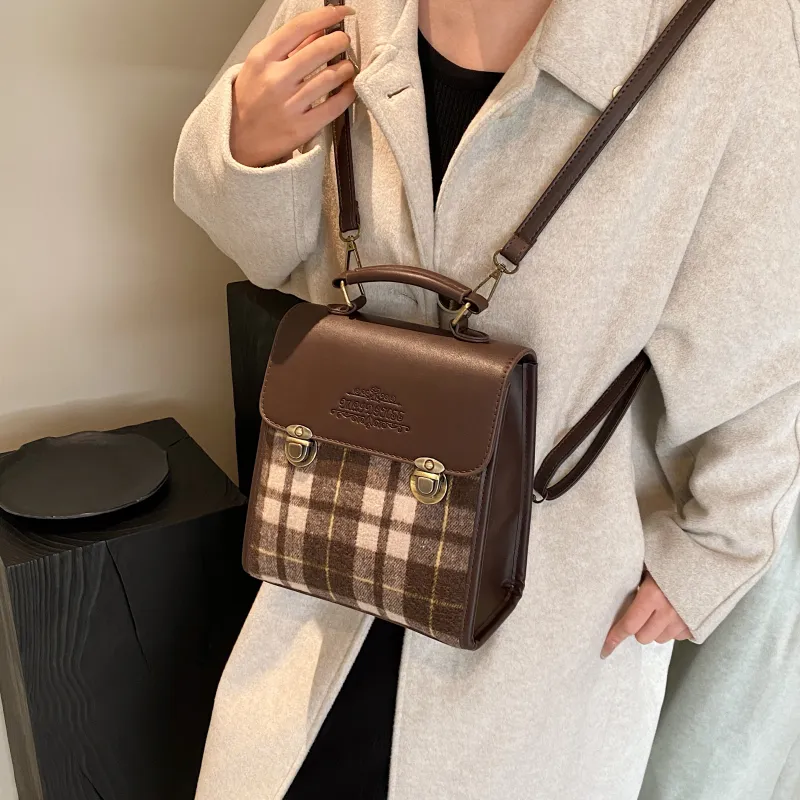 ROUNDOT PU Handbag Shoulder Bag Backpack Regular Women's Khaki/Coffee/Brown-8