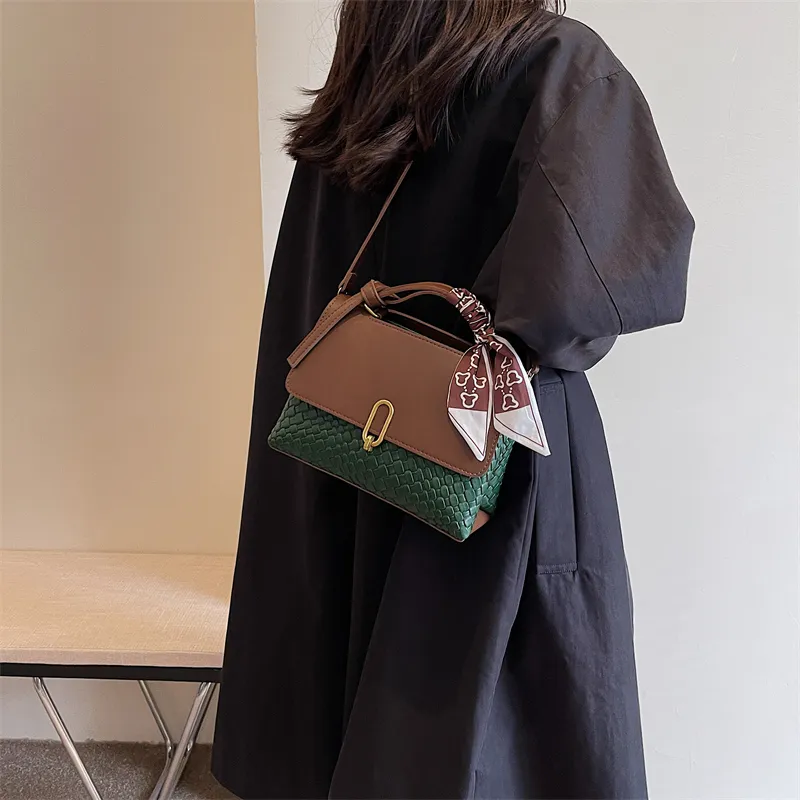 ROUNDOT PU Crossbody Bags Shoulder Bags Women's Coffee & Green/Brown & White/Black/Coffee-4