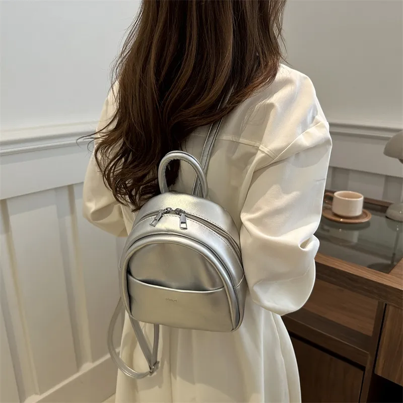 ROUNDOT PU Backpacks Backpack Women's White/Silver/Black/Pink/Yellow-9