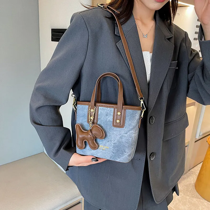 ROUNDOT Tote Bag Shopping Bag Handbag PU Women's Blue/Gray Brown/Black/Gray Black/Pink-4