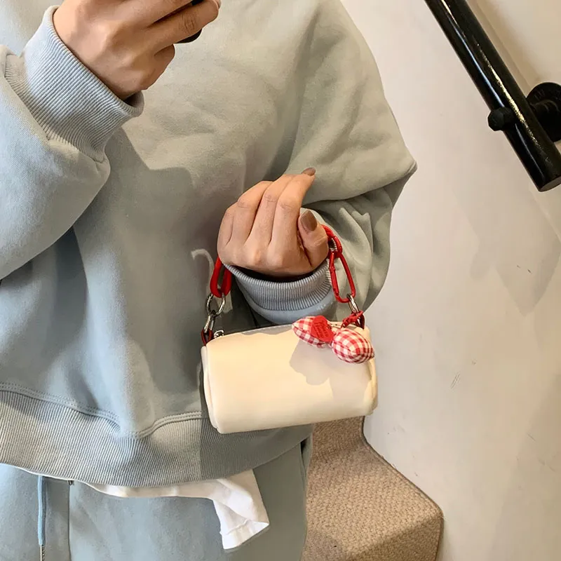 ROUNDOT PU Handbag Regular Women's White/Black/Pink/Red-5