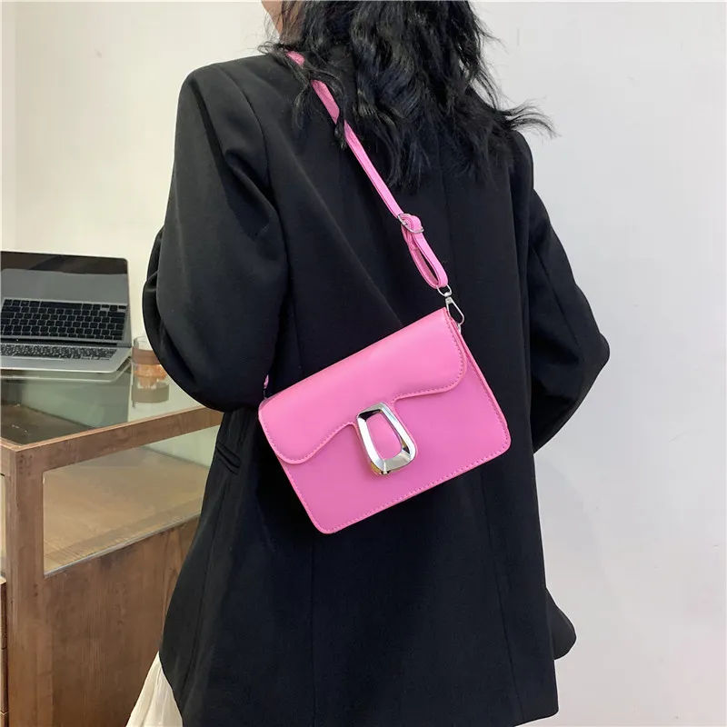 ROUNDOT Pu Crossbody Bag Shoulder Bag Regular Women's White Black/Khaki/Rose Red/Brown-34