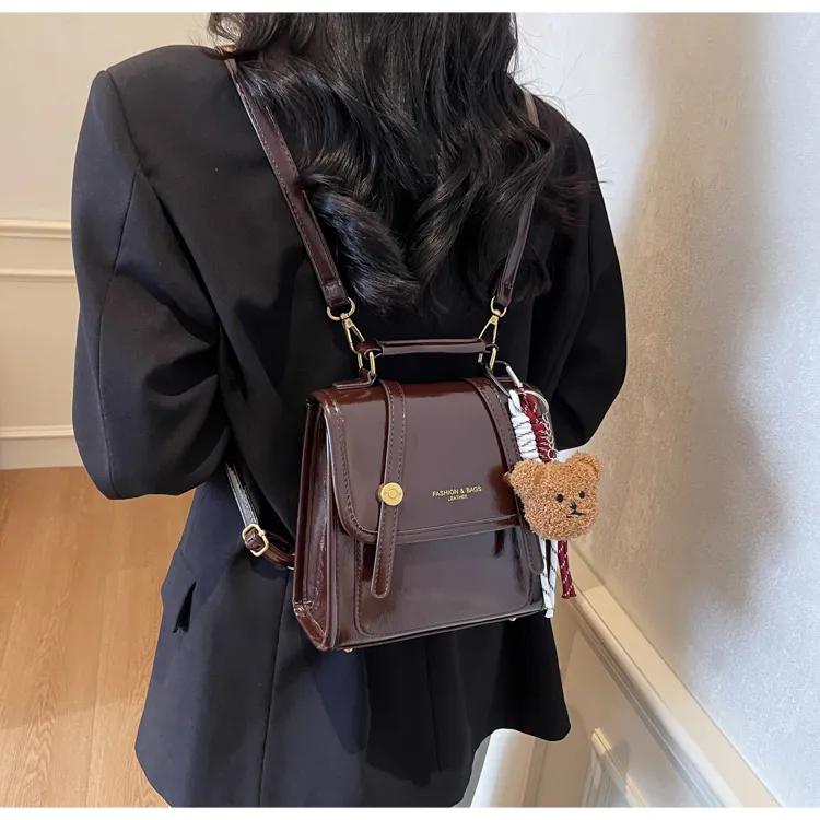 ROUNDOT PU Backpack Regular Women's Ecru/Black/Burgundy/Coffee-24