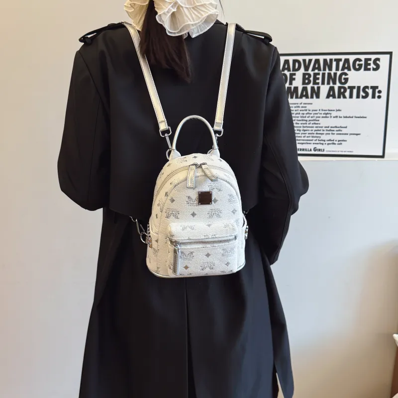 ROUNDOT PU Backpack Women's White/Coffee/Black-11