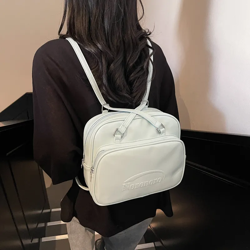 ROUNDOT PU Shoulder Bag Backpack Women's White/Black/Blue/Pink-5