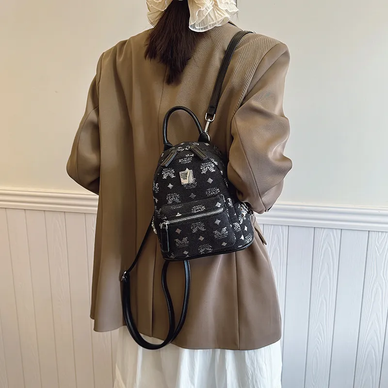 ROUNDOT PU Backpack Women's White/Coffee/Black-3