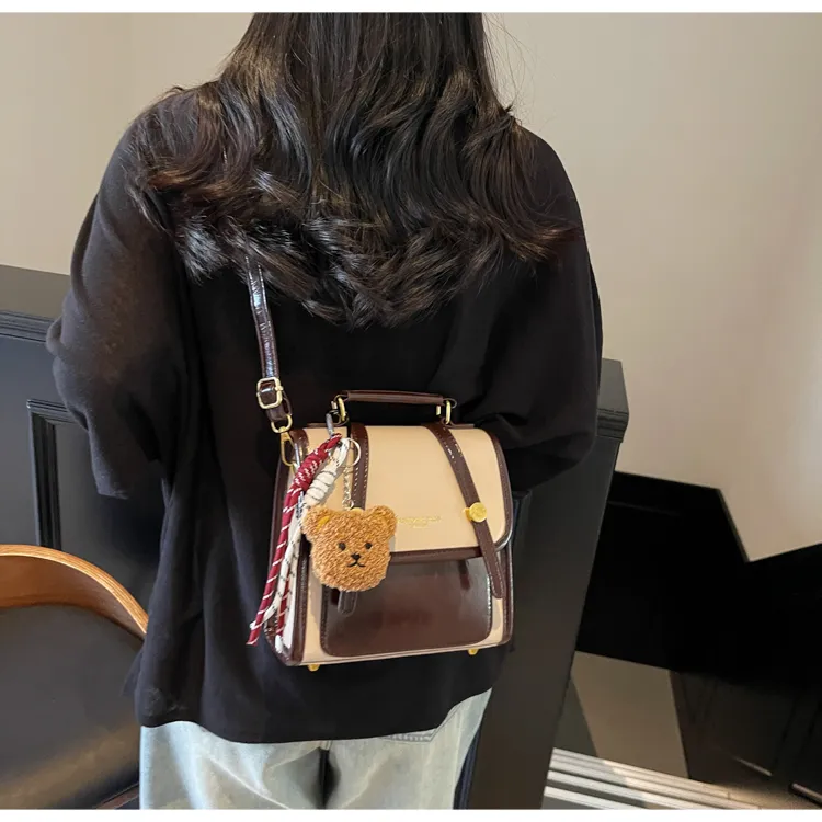 ROUNDOT PU Backpack Regular Women's Ecru/Black/Burgundy/Coffee-6