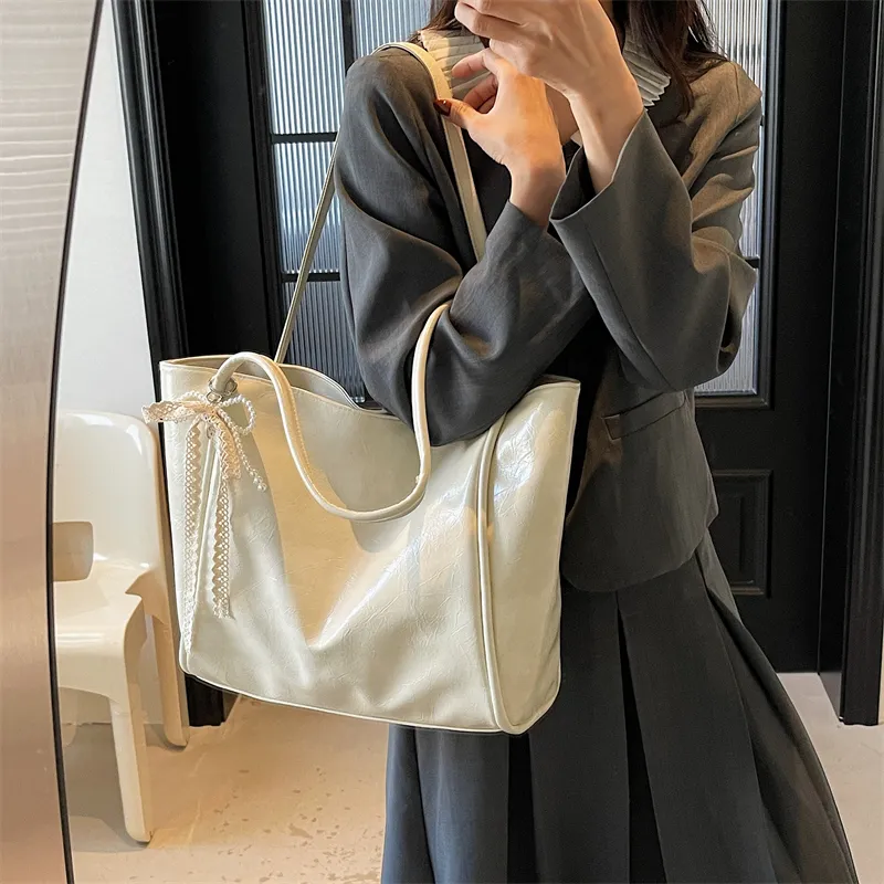 ROUNDOT PU Tote Bag Shoulder Bag Regular Women's White/Black/Pink-6