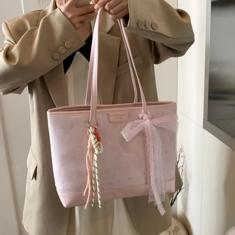 ROUNDOT PU Shoulder Bag Regular Women's Ecru/Pink/Coffee-8
