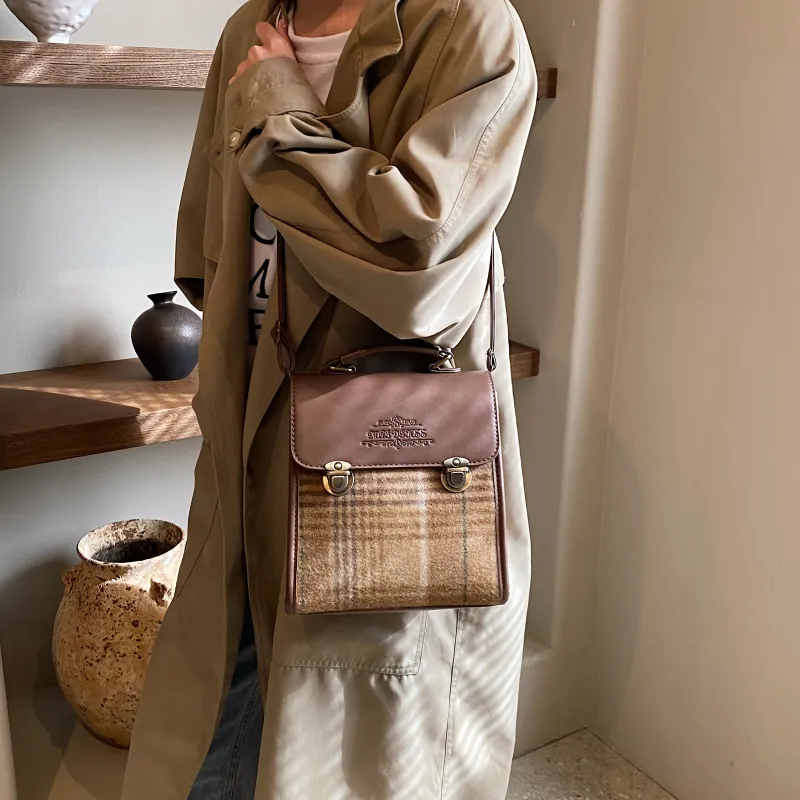 ROUNDOT PU Handbag Shoulder Bag Backpack Regular Women's Khaki/Coffee/Brown-6